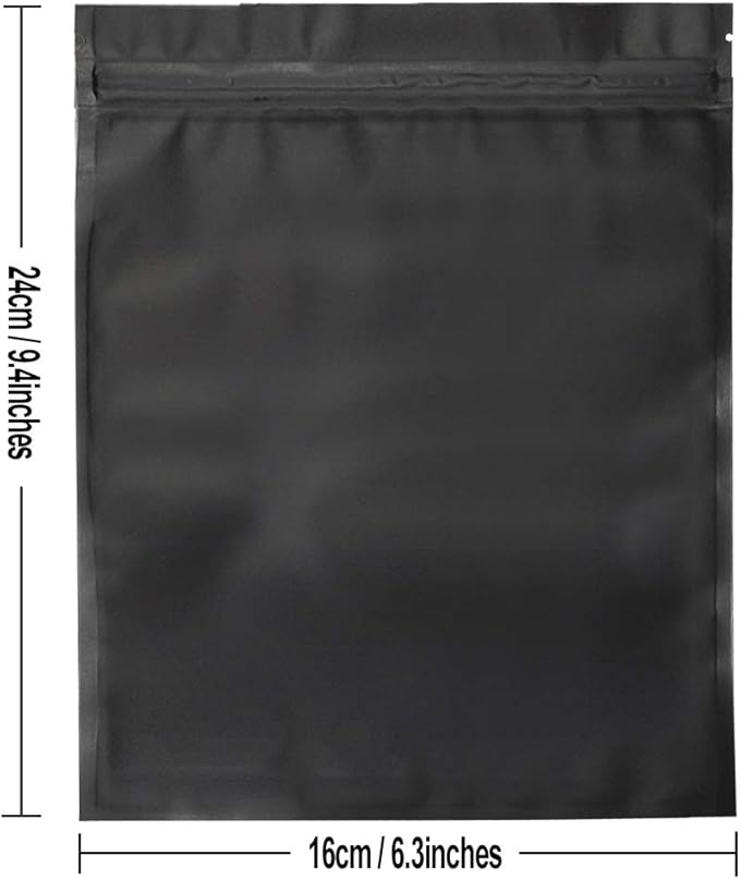 100 Pack Mylar Bags 6.3 x 9.4 Inches Resealable Smell Proof Bags for Storage Foil Pouch Bags Matte