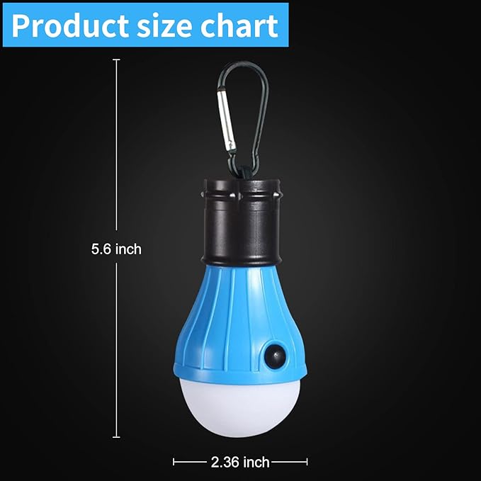 LED Camping Tent Lantern, Portable Outdoor Waterproof Emergency Light Bulb, Battery Powered with