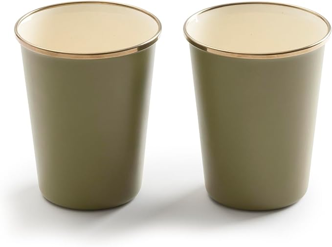 Barebones 2-Tone Enamel Cup Set - Set of 2, 14 oz Mugs - Enamelware Mugs - Durable Kitchen or