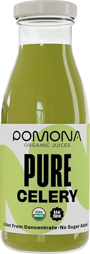 Pomona Organic Juices Pure Celery Juice, 8.4 Ounce Bottle (Pack of 12), Cold Pressed Organic Juice