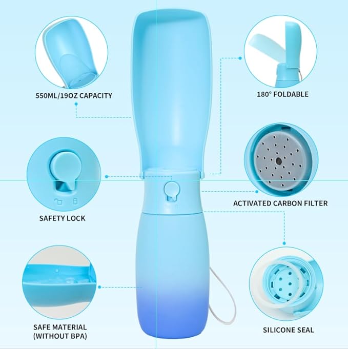 Dog Water Bottle, Travel Puppy Water Bowl, Leak Proof Portable Puppy Water Dispenser, Foldable Dog