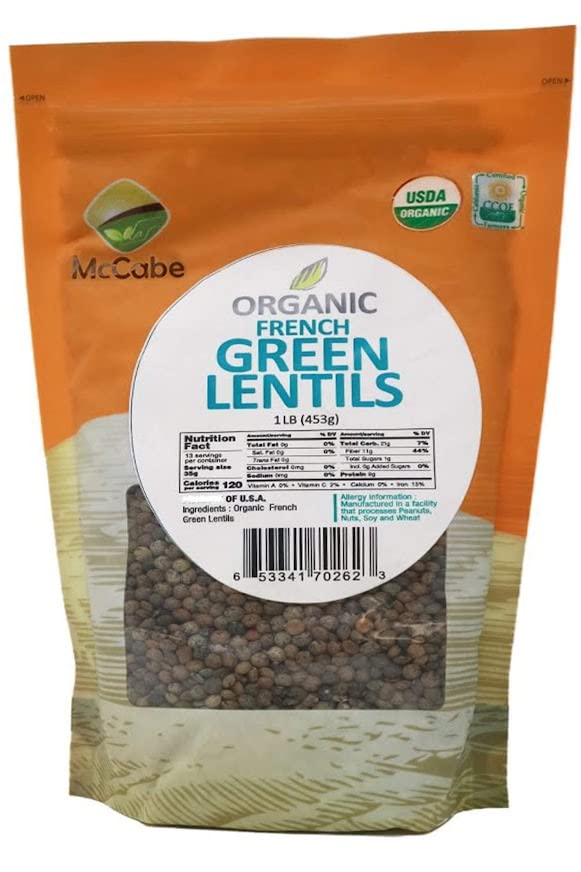 McCabe Organic French Green Lentils - Green Lentils Organic | Rich with Fiber & Minerals | USDA and