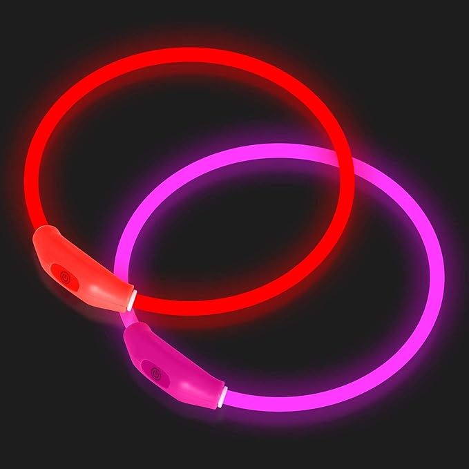 2-Pack LED Dog Collar, Light Up Dog Collars,Rechargeable Dog Lights for Night Walking，Universal
