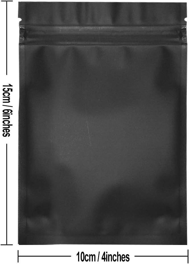200 Pack Mylar Bags 4 x 6 Inch Resealable Smell Proof Bags Foil Pouch Bag Flat Bag Matte Black