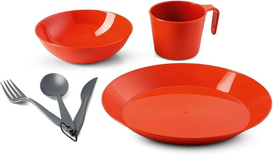 GSI Outdoors Cascadian 1 Person Table Set I 6-Piece Camping, Backpacking Mess Kit, Plastic BPA
