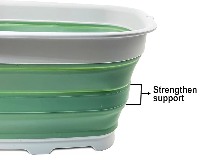 SAMMART 15L (3.9 Gallon) Collapsible Dishpan with Draining Plug - Foldable Washing Basin - Portable