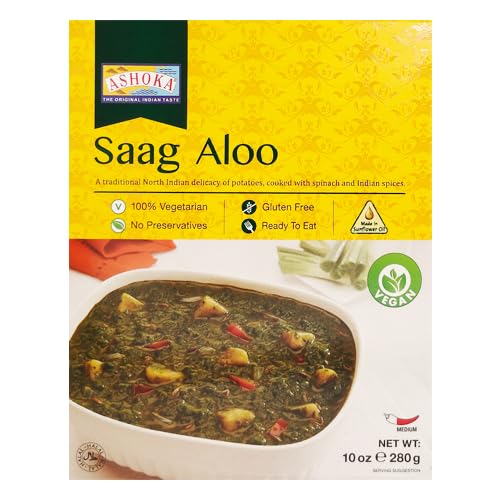Ashoka Meals 1932, Vegan Spinach & Potato, All-Natural, Heat & Serve Microwaveable Indian Food