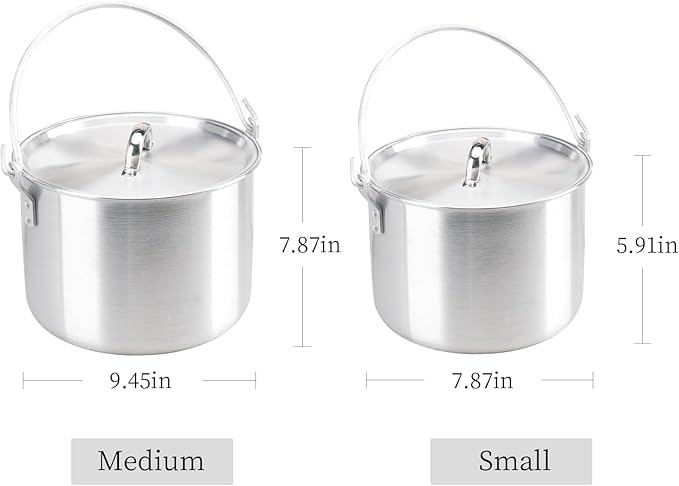 AceCamp Nested Pot Aluminum Lightweight Cooking Pot Set Outdoor Large Stock with lid and folding