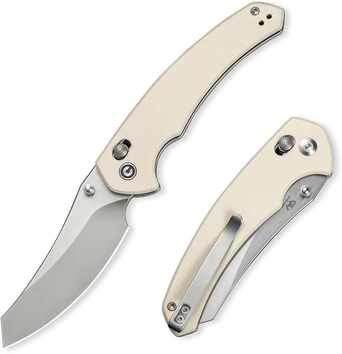 CIVIVI Sixgill Folding Pocket Knife for EDC, 3.41'' Nitro-V Blade G10 Handle, Deep Carry Reversible