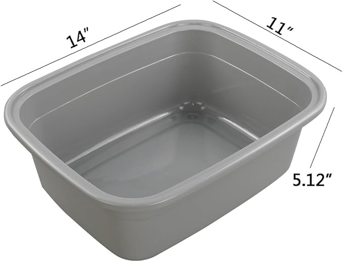 12 Quart Dish Pan Basin, 14" x 11" x 5.12", Set of 4
