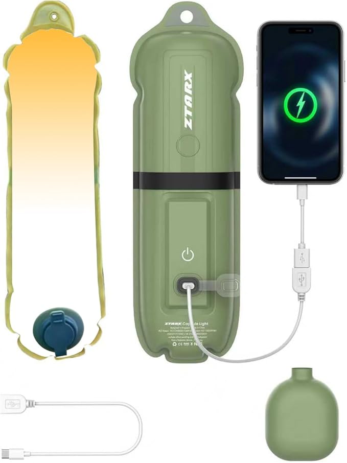 Inflatable Solar Camping Lantern, 4 Lighting Modes, IP66 Waterproof, USB Rechargeable Portable Tent