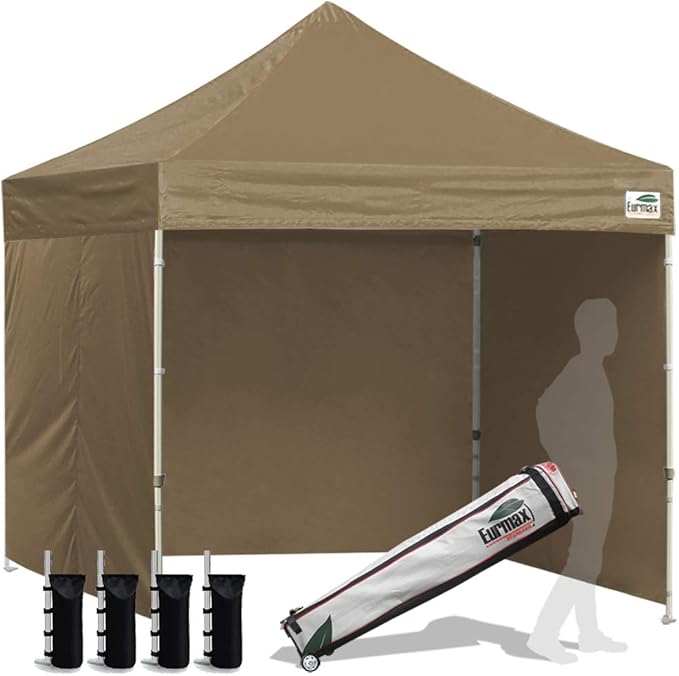 Eurmax USA 8'x8' Pop-up Canopy Tent Commercial Instant Canopies with 4 Removable Zipper End Side