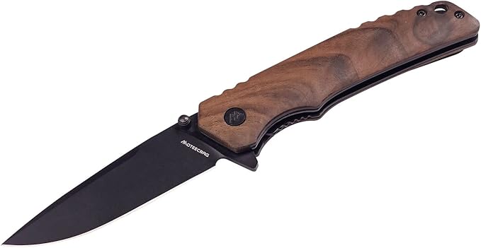 Walnut edc knife Wood handle folding pocket knife bulk edc mini flipper knife with Clip, Real Wood