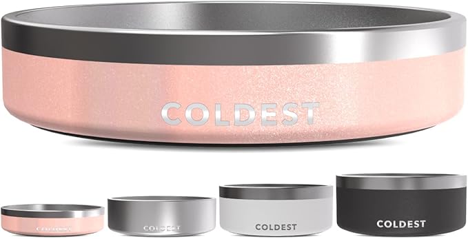 Coldest Dog Bowl - Anti Rust Metal, Non Slip, 3 Layers Insulated Stainless Steel Dog Bowls - Spill