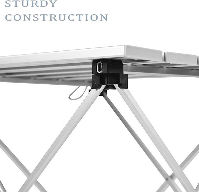Grope Small Folding Camping Table with Aluminum Table Top, Beach Table for Sand with Carrying