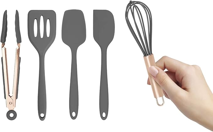 COOK WITH COLOR Silicone Cooking Utensils, Kitchen Utensil Set, Easy to Clean Silicone Kitchen