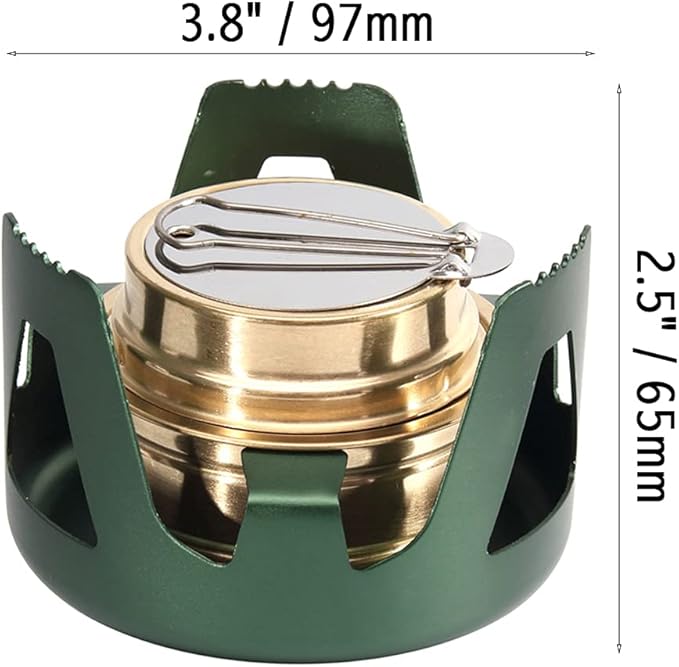 Mini Alcohol Backpacking Stove, Lightweight Brass Spirit Burner with Aluminium Stand for Camping
