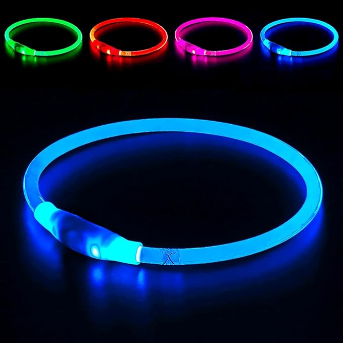 Light up Dog Collar, BSEEN USB Rechargeable Flash Dog Necklace Light, Pet Safety Collar Makes Your