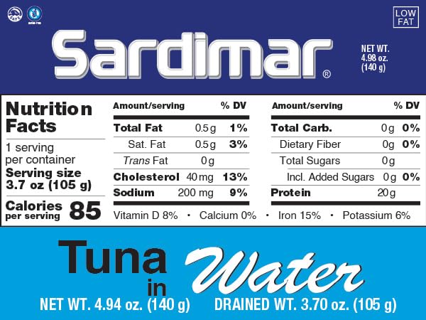 Sardimar Chunk Light Tuna (Water - Pack of 6) - Ready to eat meals in can