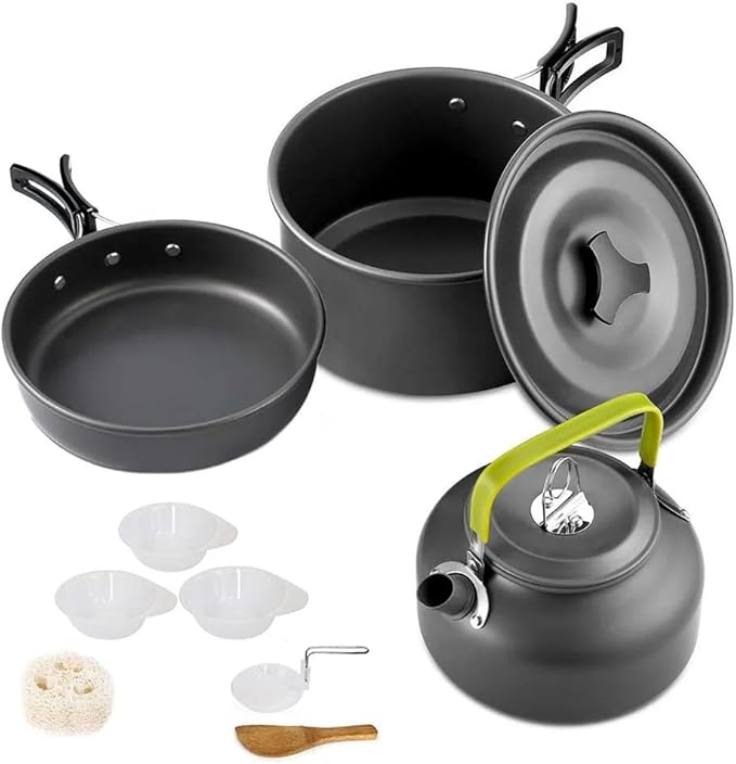 Camping Cookware Set Aluminum Nonstick Portable Outdoor Tableware Kettle Pot Cookset Cooking Pan