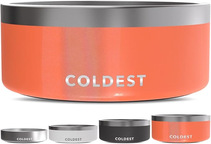 Coldest Dog Bowl - Anti Rust Metal, Non Slip, 3 Layers Insulated Stainless Steel Dog Bowls - Spill
