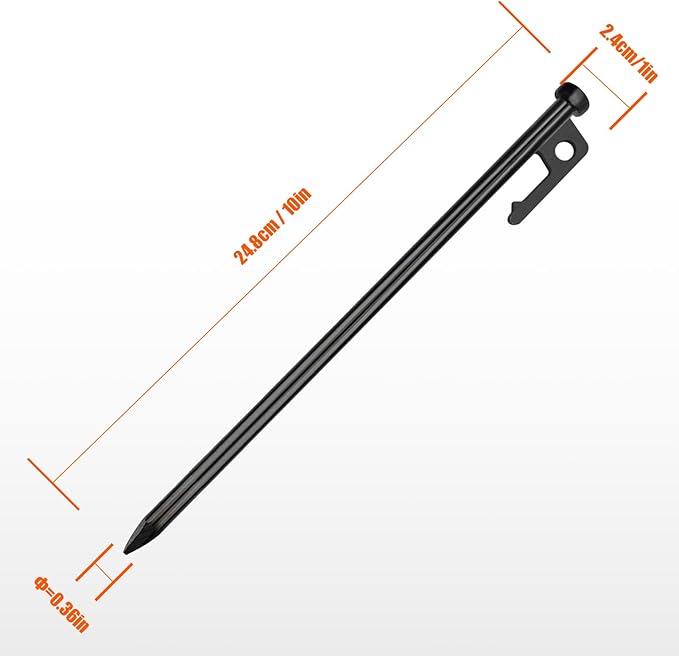 Eurmax USA 10 inch Multiuse Heavy Duty Steel Tent Stakes Tarp Pegs Camping Stakes for Outdoor