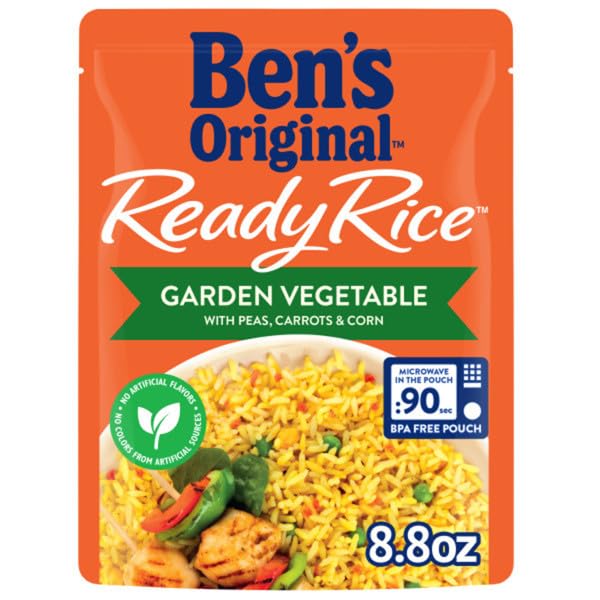 BEN'S ORIGINAL Ready Rice Garden Vegetable Flavored Rice, Easy Dinner Side, 8.8 oz Pouch (Pack of