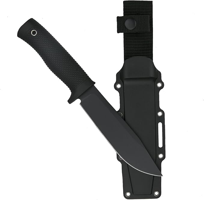 Tactical Fixed Blade Knife, 5.87 inch Blade, 4.65 inch Kray-Ex Handle, Stonewashed 420 Stainless