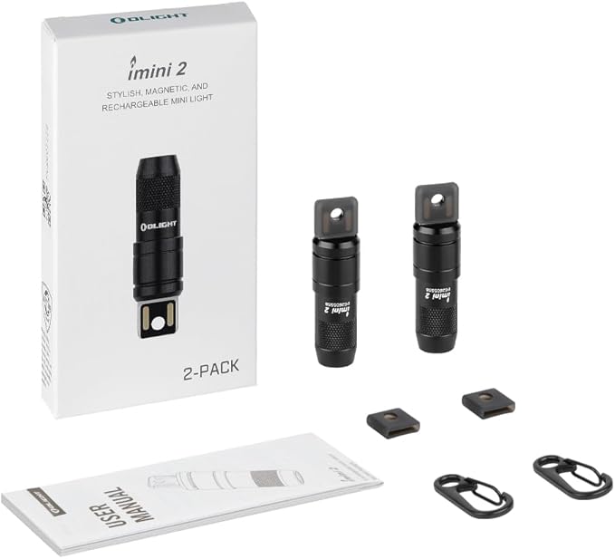 OLIGHT IMINI 2 EDC Rechargeable Keychain Flashlight 2 Pack, 50 Lumens Compact and Portable Mini LED