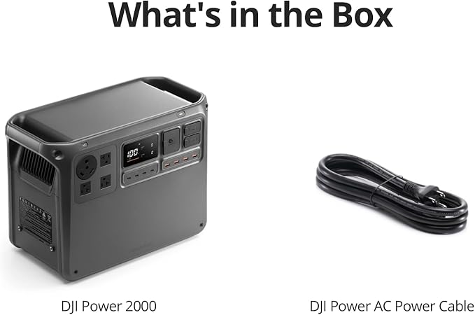 DJI Power 2000 Portable Power Station, 2048Wh LFP Battery, Compact Size, 3000W Stable Output, 0-80%