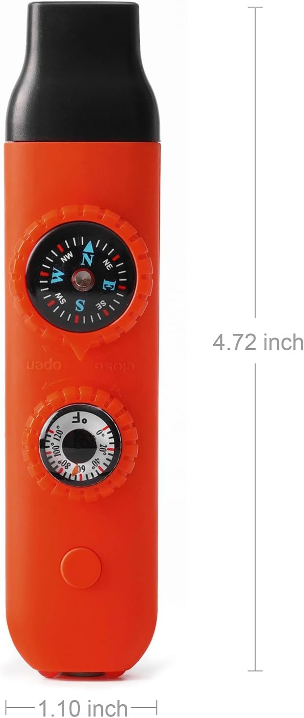 Emergency Survival Safety Whistle，Whistle for Kids with Lanyard,Compass,Thermometer,Ideal for