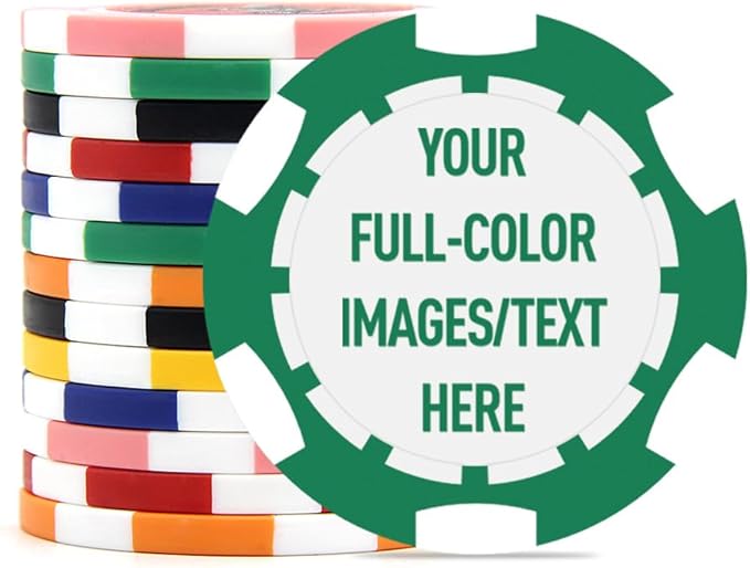 40mm Custom Poker Chips with Your Text,Logo or Design for Weddings, Anniversaries, Parties