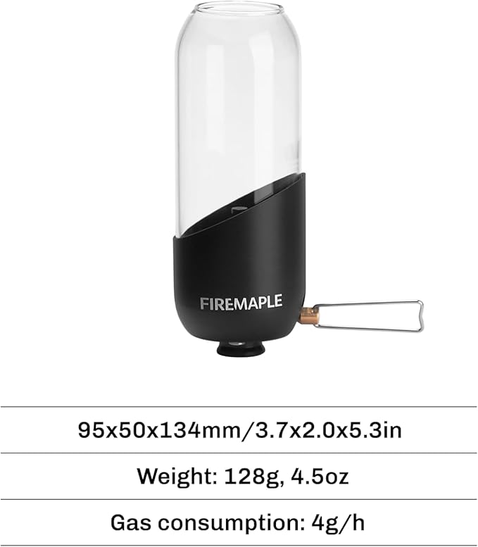 Fire-Maple Orange Camping Lantern Glass, Steel & Aluminum | Propane or Isobutane Fuel Canister
