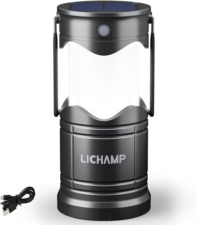 Lichamp 1-Pack Solar Camping Lantern, USB Rechargeable LED Lanterns Battery Powered Pop Up