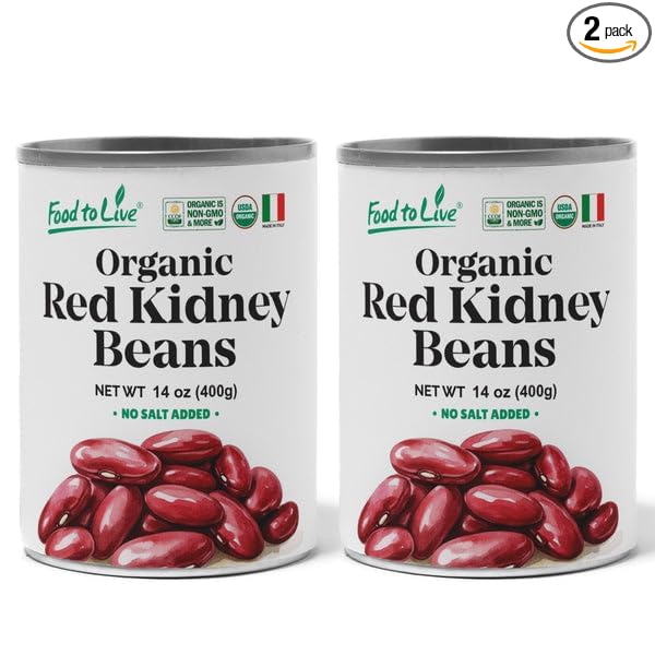 Food to Live Organic Italian Red Kidney Beans, 14 oz (Pack of 2) ??Unsalted, Non-GMO, Vegan. Ready