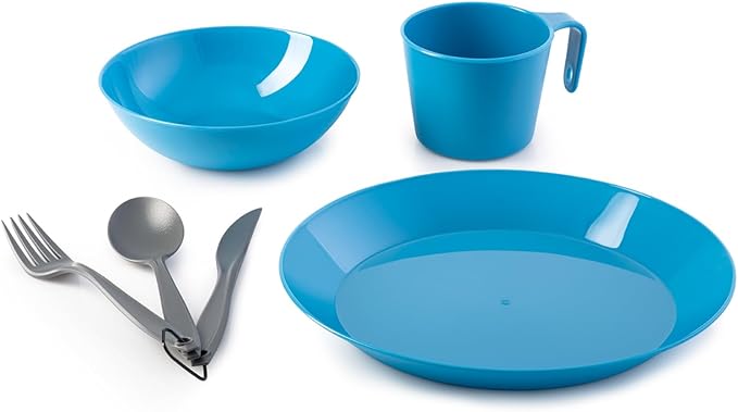 GSI Outdoors Cascadian 1 Person Table Set I 6-Piece Camping, Backpacking Mess Kit, Plastic BPA