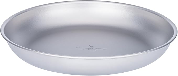 Boundless Voyage Titanium Camping Plate Dishes Saucer Lightweight Round Dinnerware Set Stackable