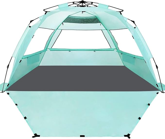 WhiteFang Deluxe Pop Up Beach Tent Sun Shade Shelter for 3-4/5-6 Person, UV Protection, Extendable
