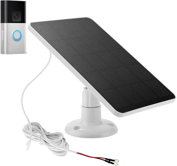 Solar Panel for Ring Doorbell, 5W Solar Panel Camera Charger Cable Compatible with Ring Video