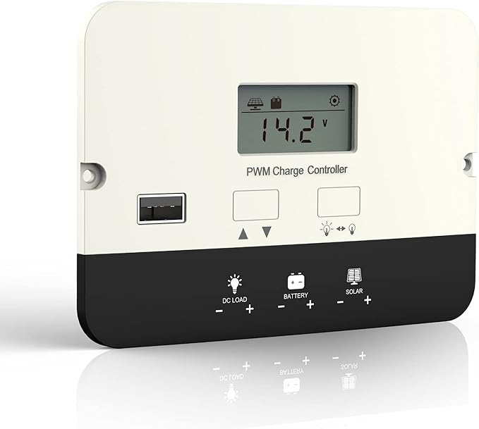 HQST PWM Solar Charge Controller,20A Flush Mount Solar Panel Battery Intelligent Regulator Auto