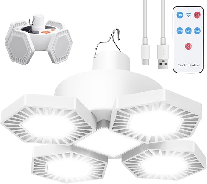 Solar Camping Light with Remote Control - Folding USB Rechargeable Lantern, 360°Lighting Waterproof