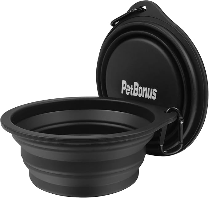 PetBonus 2-Pack Silicone Collapsible Dog Bowls, BPA Free Dishwasher Safe, Portable Foldable