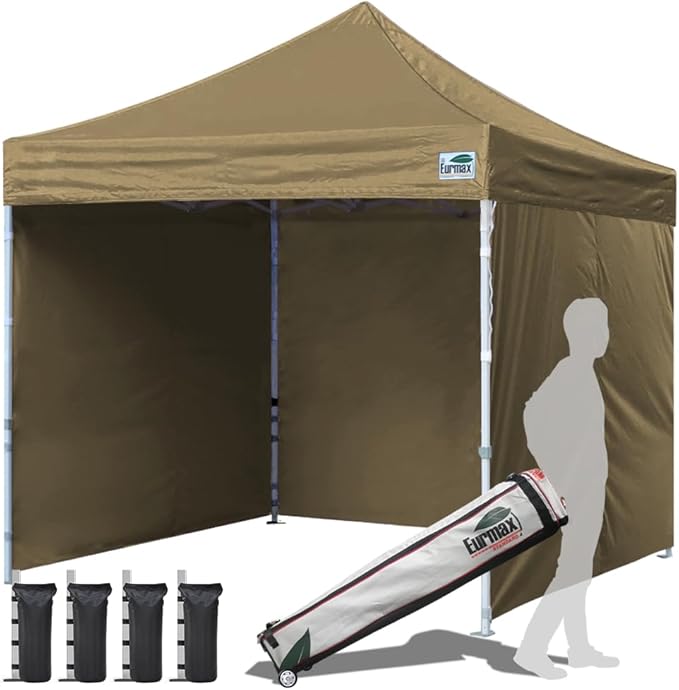 Eurmax USA 10'x10' Pop-up Canopy Tent Commercial Instant Canopies with 4 Removable Zipper End Side