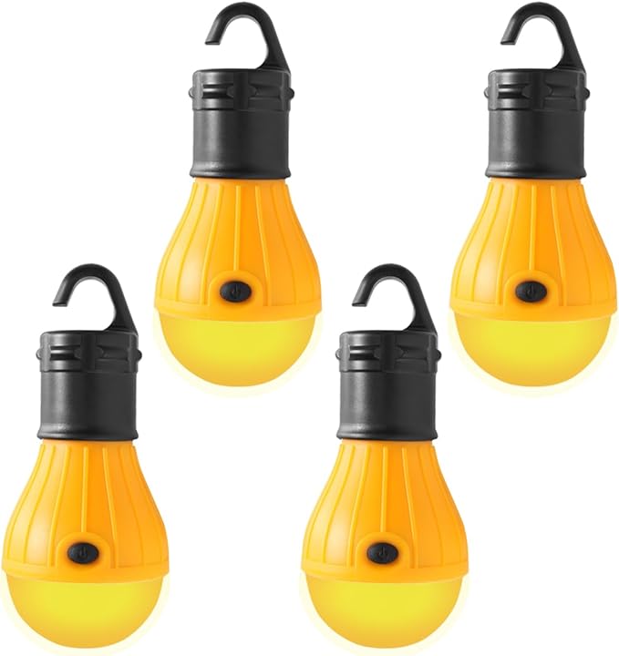 KINUR Sleep Aid Camping Light Bulbs Soft Amber Yellow Color Bug Resistent Portable Hanging Lantern