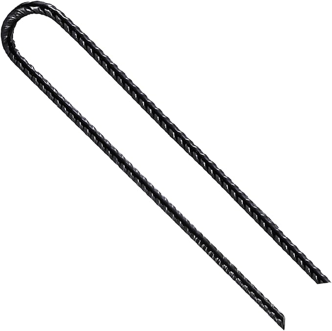 Rebar Stakes U/J Hook Extra Heavy Duty,(50pcs) 12 inch x 1/4 inch Rust Proof Coated Steel Ground