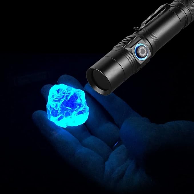 365nm Shortwave Uv Light for Minerals Rock Hunting Black Light Strong Blacklight Flashlight for