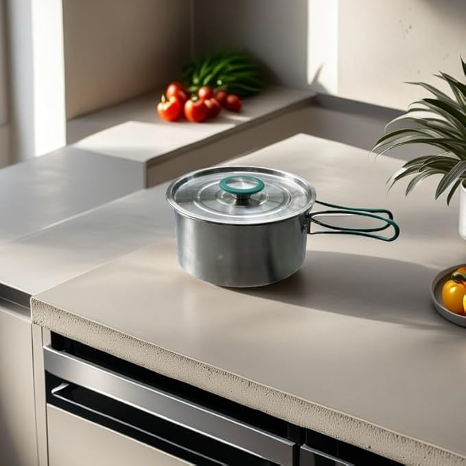 Stainless Steel Camping Cookware, durable, easy to clean, and quick to heat up. Compact camping