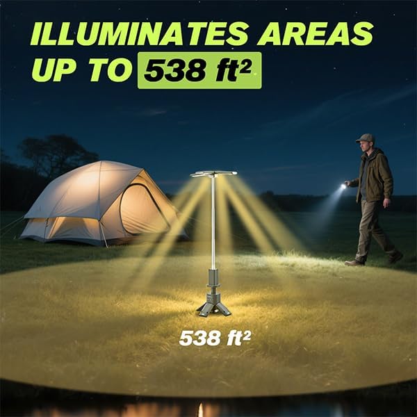 Portable Camping Light, 14000mAh Telescopic Camping Lantern with Rechargeable Power Supply