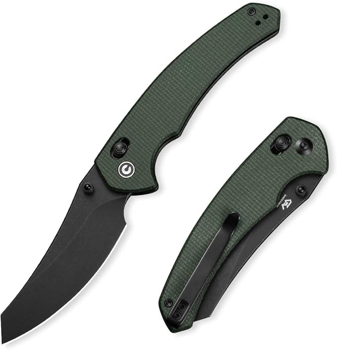 CIVIVI Sixgill Folding Pocket Knife for EDC, 3.41'' Nitro-V Blade Micarta Handle, Deep Carry