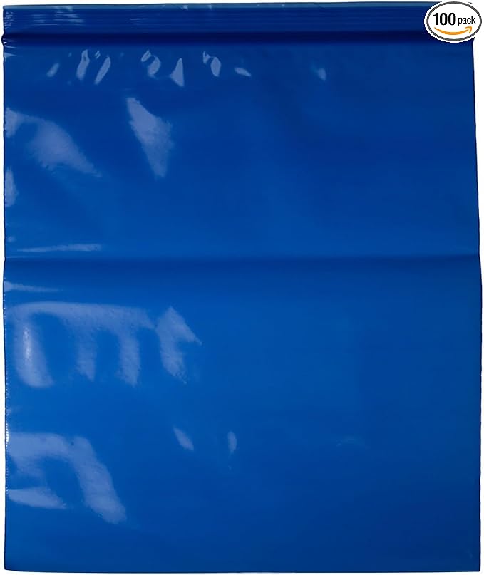 uGems 8" X 10" 2-Mil Blue Reclosable Zipper Bags – 100 Pack of Durable Plastic Storage Bags for